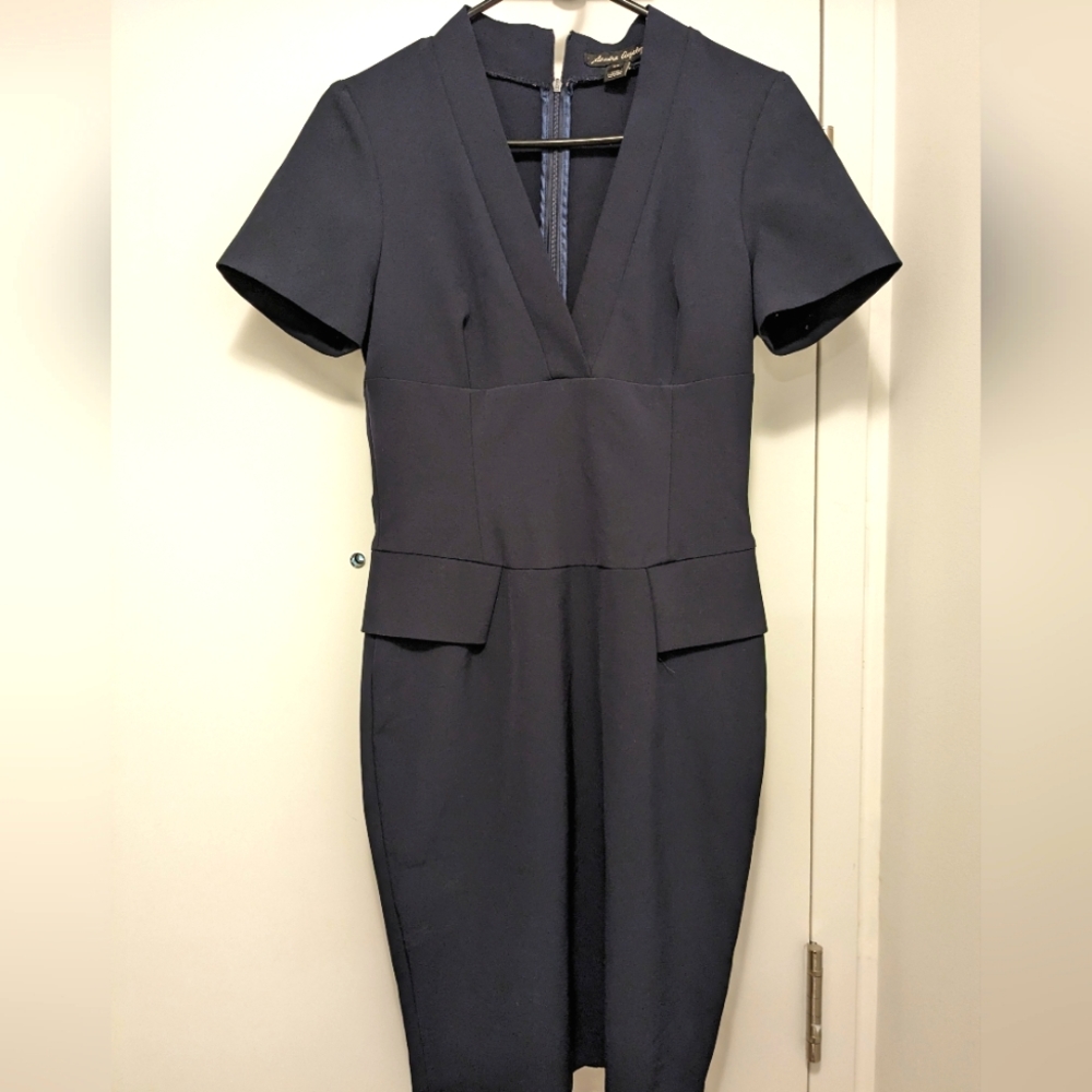 Sandra Angelozzi navy blue pencil dress Sz 34